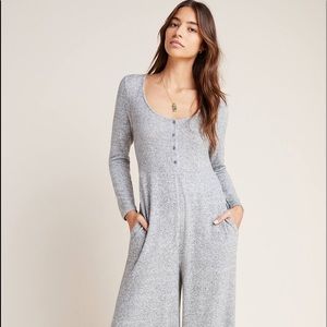 Anthropologie grey long sleeve jumpsuit